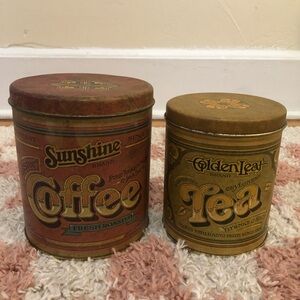 Vintage Sunshine Brand Coffee and Golden Leaf Tea Tin Set